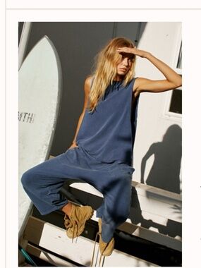 Free People Hot Shot Relaxed Set Medium Blue